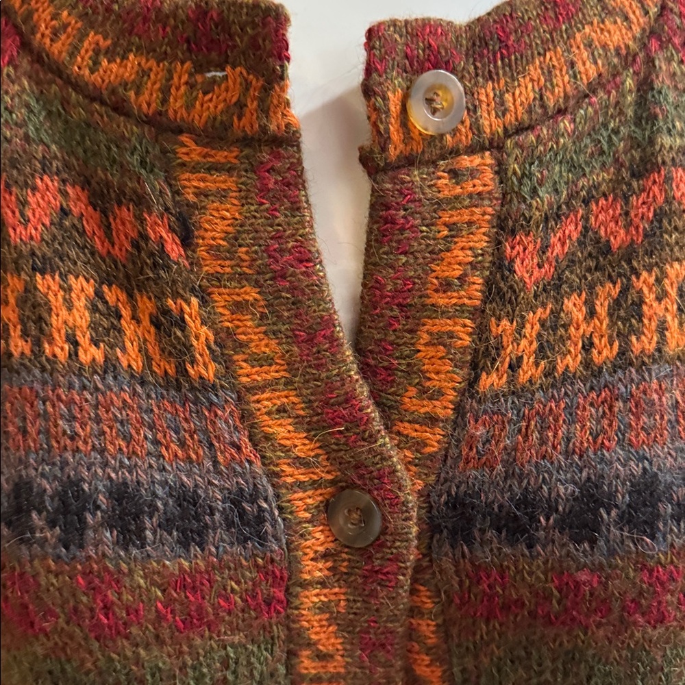 Multicolor Patterned Cardigan 70/30 Alpaca size Large - Picture 2 of 7